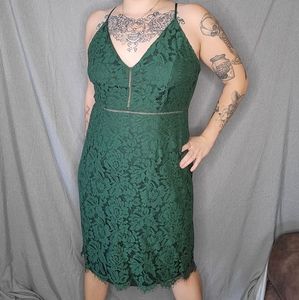 Astr The Label Emerald Green Lace Dress